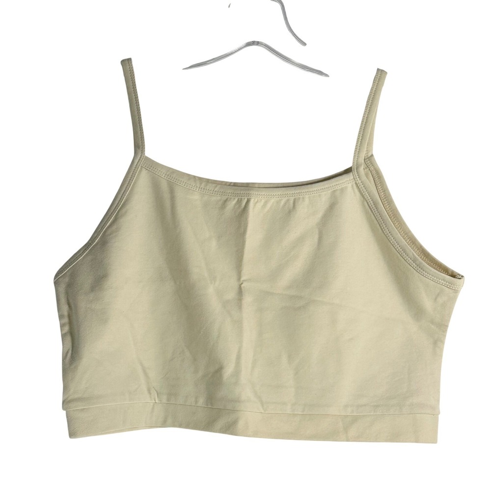 Hapari Swimwear Womens XL Cream Beige‎ Cropped Tank Top Spaghetti Strap Cotton